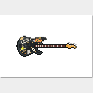 Pixel Punk Stickered Precision Bass Guitar Posters and Art